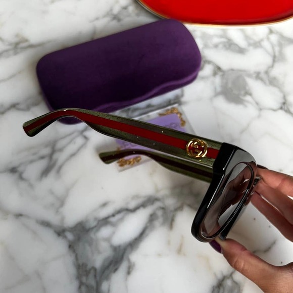 NEW Gucci GG0034SN Glitter Arm Black Sunglasses main image 9